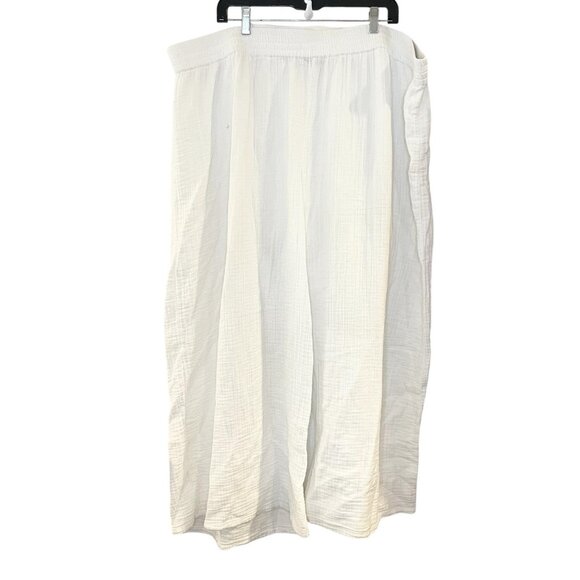 ASOS Curve 24 Wide Leg Beach‎ Pant Pull On White Gauzy Cotton Boho High Rise - Picture 2 of 7